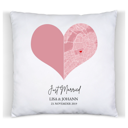 Fotokissen Hochzeitsgeschenk für das Brautpaar | Deko Geschenk mit Namen und Datum personalisiert