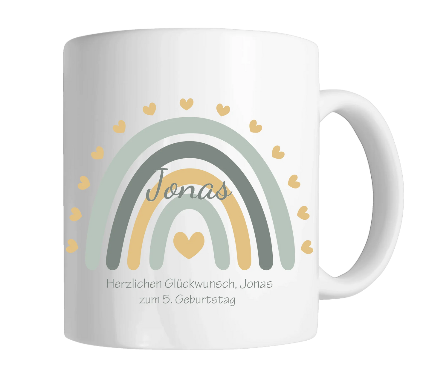 Kindertasse Regenbogentasse mit Wunschtext & Namen - Personalisierte Tasse Geschenk, Einschulungsgeschenk, Geburtstagsgeschenk