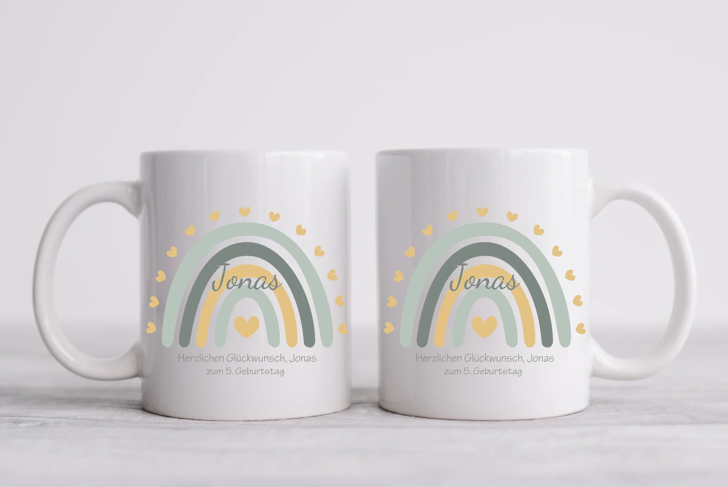 Kindertasse Regenbogentasse mit Wunschtext & Namen - Personalisierte Tasse Geschenk, Einschulungsgeschenk, Geburtstagsgeschenk