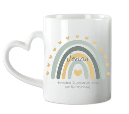 Kindertasse Regenbogentasse mit Wunschtext & Namen - Personalisierte Tasse Geschenk, Einschulungsgeschenk, Geburtstagsgeschenk