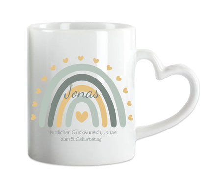 Kindertasse Regenbogentasse mit Wunschtext & Namen - Personalisierte Tasse Geschenk, Einschulungsgeschenk, Geburtstagsgeschenk