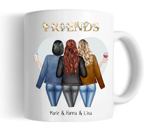 3 Beste Freundinnen Geschenk Tasse, Personalisierte Tasse Freundin, Geschenk Schwester, Geburtstagsgeschenk