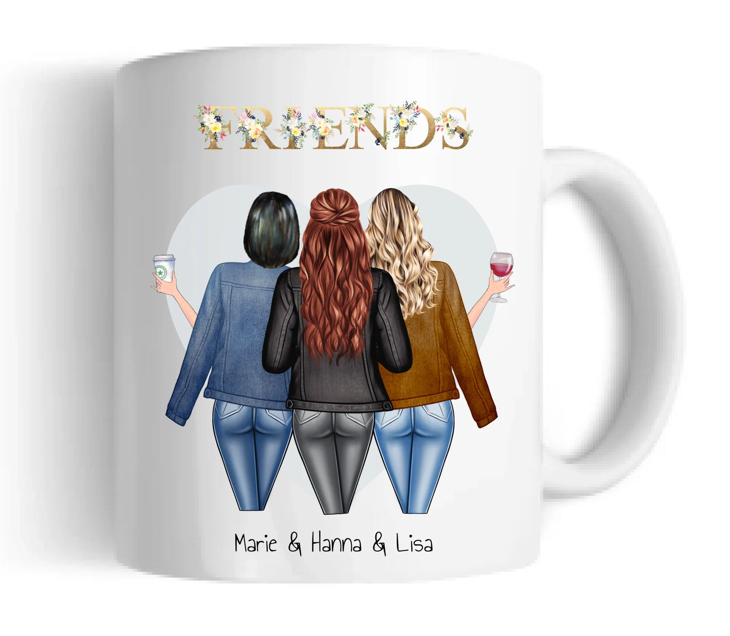 3 Beste Freundinnen Geschenk Tasse, Personalisierte Tasse Freundin, Geschenk Schwester, Geburtstagsgeschenk