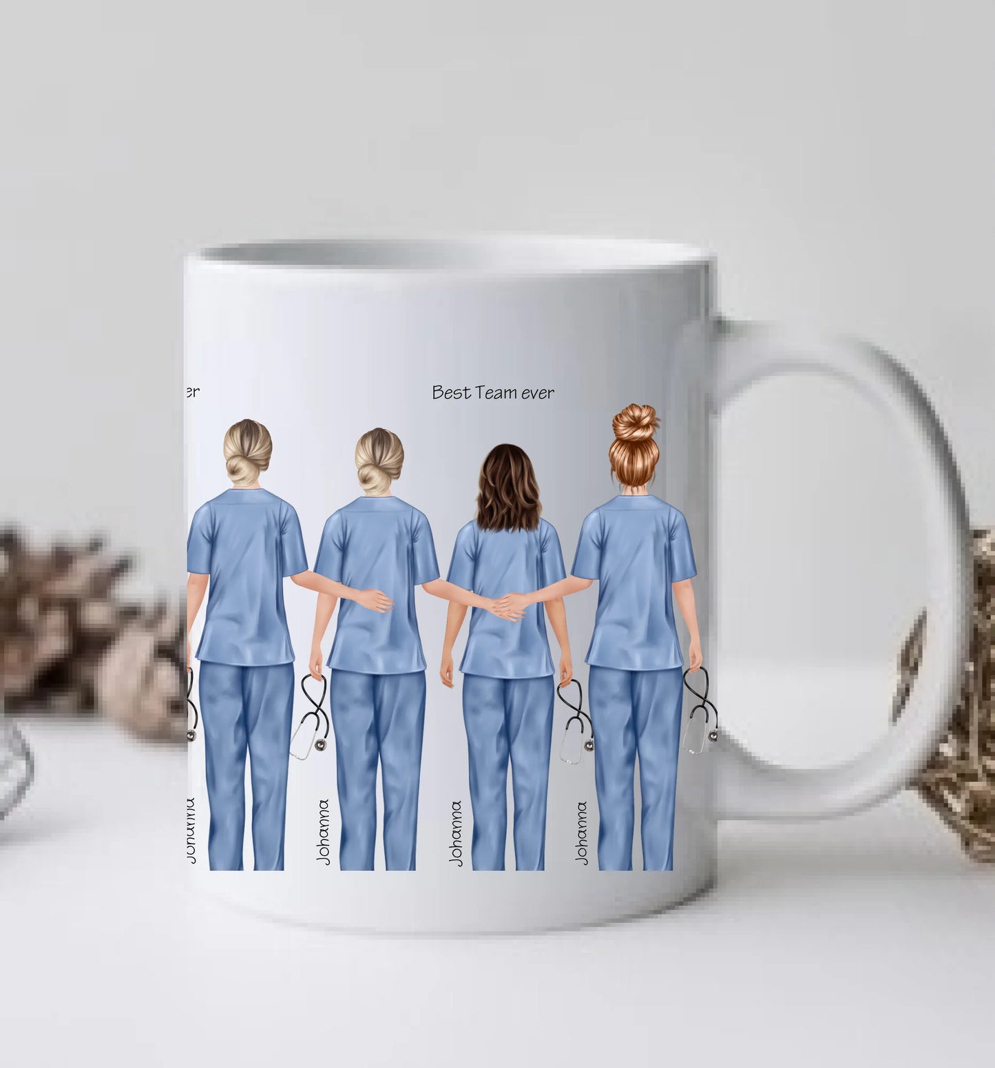 8 Beste Krankenschwester Team Tasse, Personalisierter Kaffeebecher, Geschenkidee Kollegin, Tassendruck, Pflegerin, Ärztin
