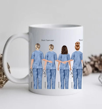 8 Beste Krankenschwester Team Tasse, Personalisierter Kaffeebecher, Geschenkidee Kollegin, Tassendruck, Pflegerin, Ärztin