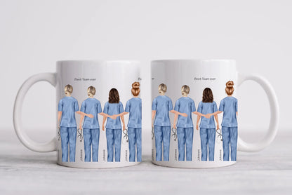 8 Beste Krankenschwester Team Tasse, Personalisierter Kaffeebecher, Geschenkidee Kollegin, Tassendruck, Pflegerin, Ärztin
