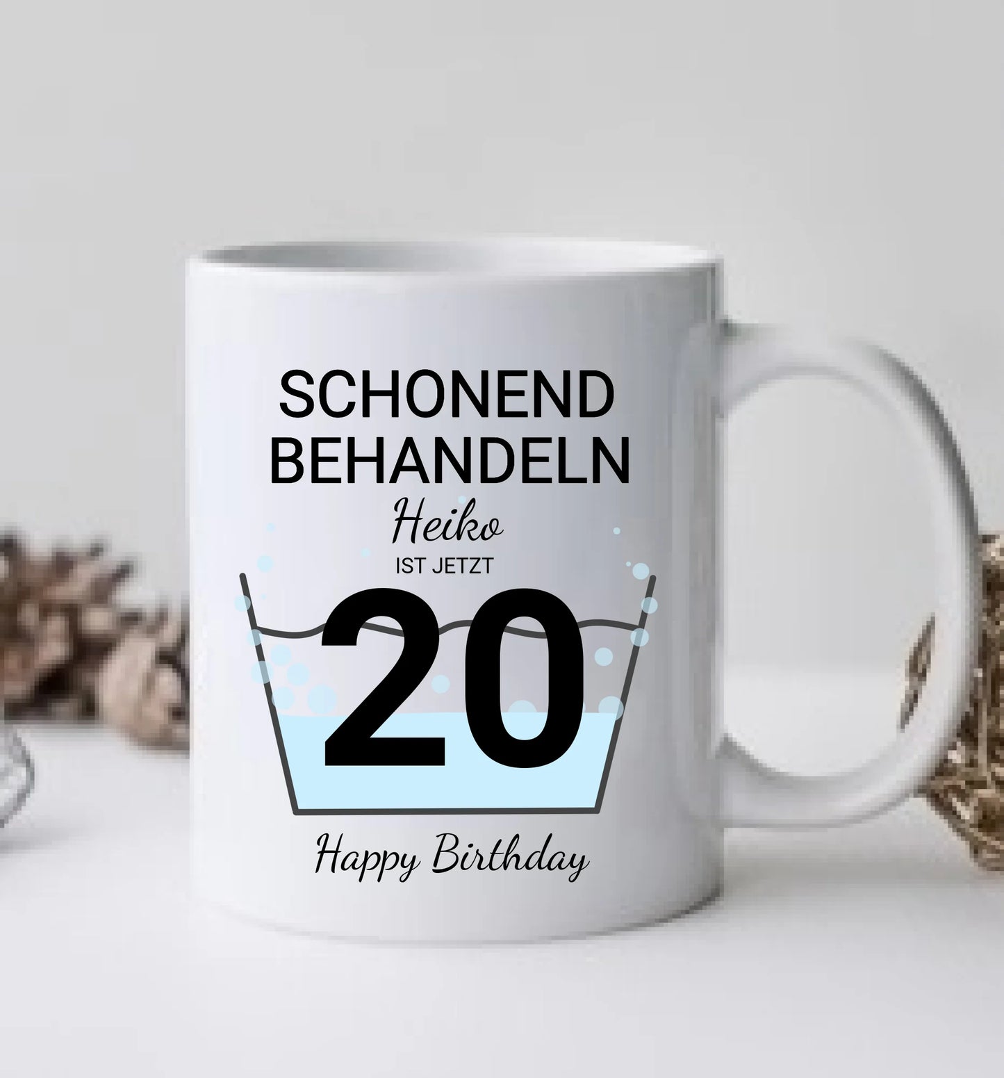 20. Geburtstag Geschenk personalisiert | Schonend Behandeln | Das gute Stück ist 20 Jahre | Tasse Geschenk Frau Mann Geburtstagsgeschenk