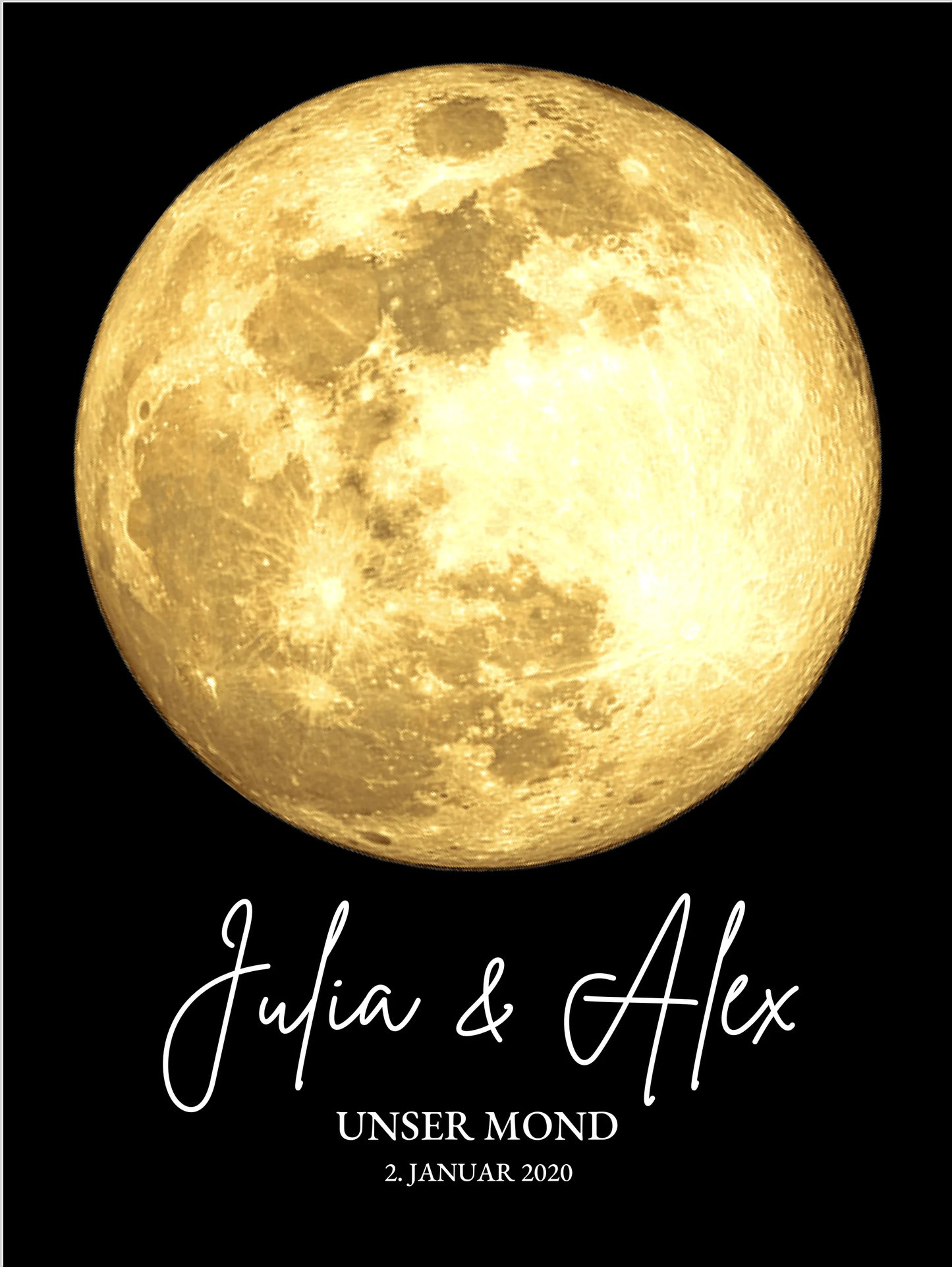 Personalisiertes Mondphasen-Poster - Hochzeit, Jahrestag, Valentinstag oder besonderem Datum