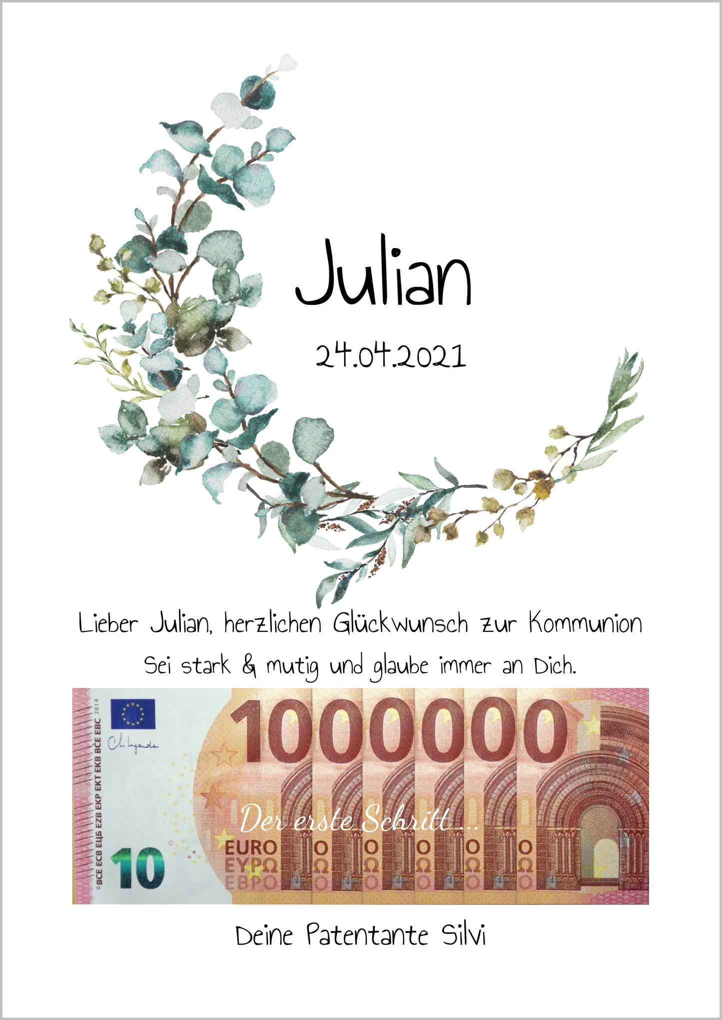 Geldgeschenk Wunscherfüller - Personalisiertes Geschenk, Geldgeschenk zum Geburtstag, Jugendweihe, Kommunion, Konfirmation, Geburtstagsgeschenk 1. Million