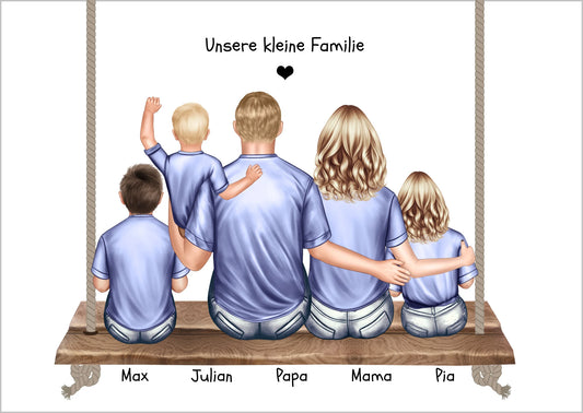 Geschenk Familie Bild mit 3 Kindern-Poster Familie-Familienbild Personalisiert-Familienposter-Geschenk Papa- Geschenk Mama Geschenk Frau Mann-Geburtstag Mama Papa