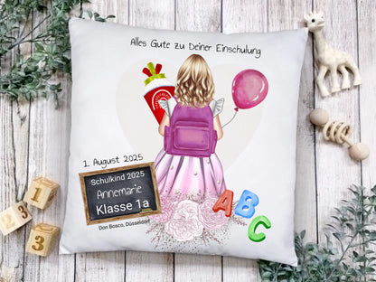 Schulkind 2025 - Einsschulungsgeschenk personalisiertes Kissen