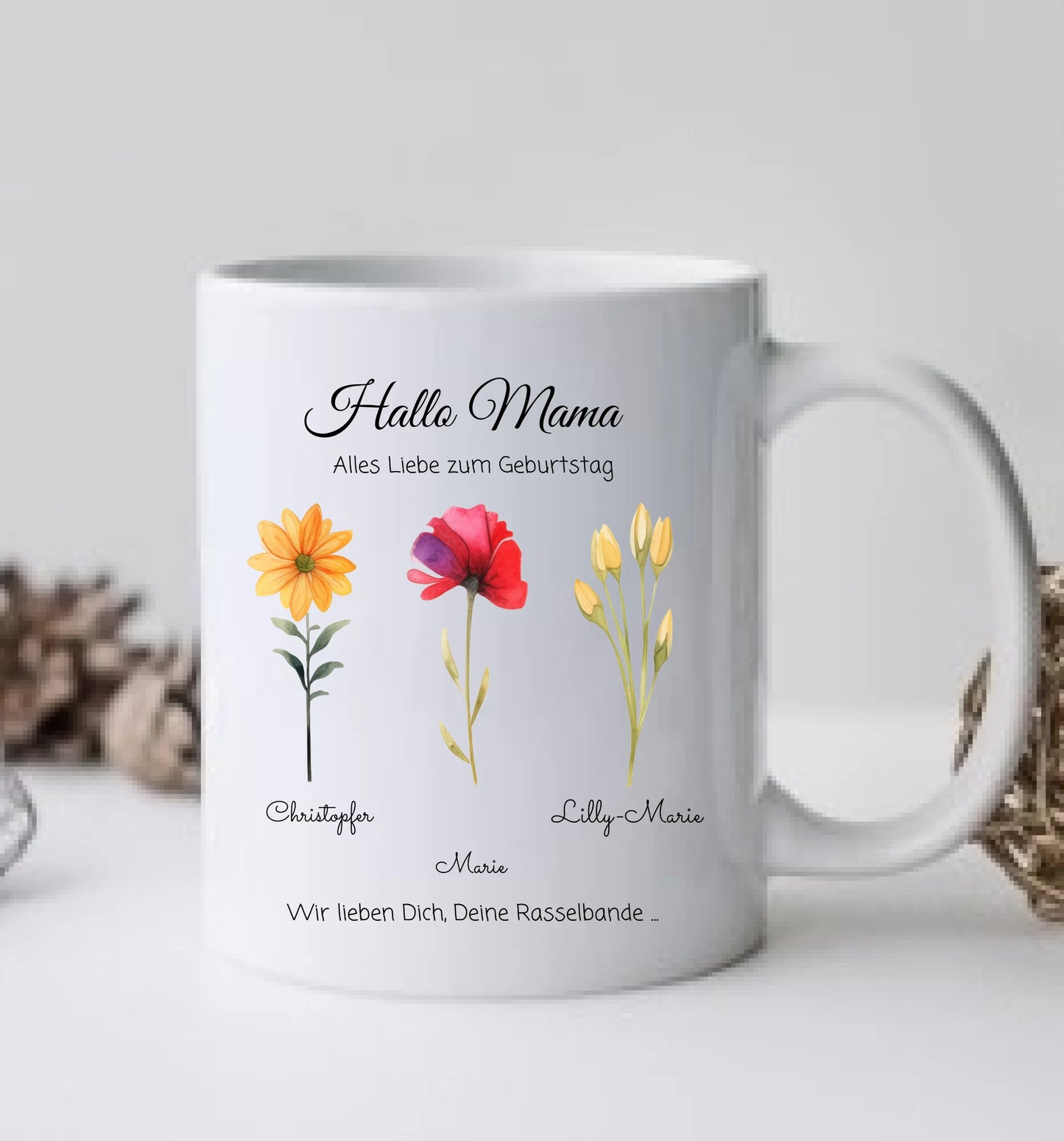 Personalisierte Tasse Geschenk Mama, Papa zum Geburtstag, Muttertag & Vatertag