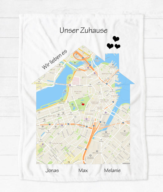Zuhause - kuschelige Fleece-Decke - Geburtstagsgeschenk - Weihnachtsgeschenk
