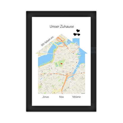 "Unser Zuhause" Poster als Einzugsgeschenk in Wohnung, Haus, Richtfest