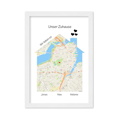 "Unser Zuhause" Poster als Einzugsgeschenk in Wohnung, Haus, Richtfest
