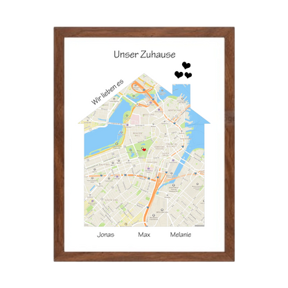 "Unser Zuhause" Poster als Einzugsgeschenk in Wohnung, Haus, Richtfest