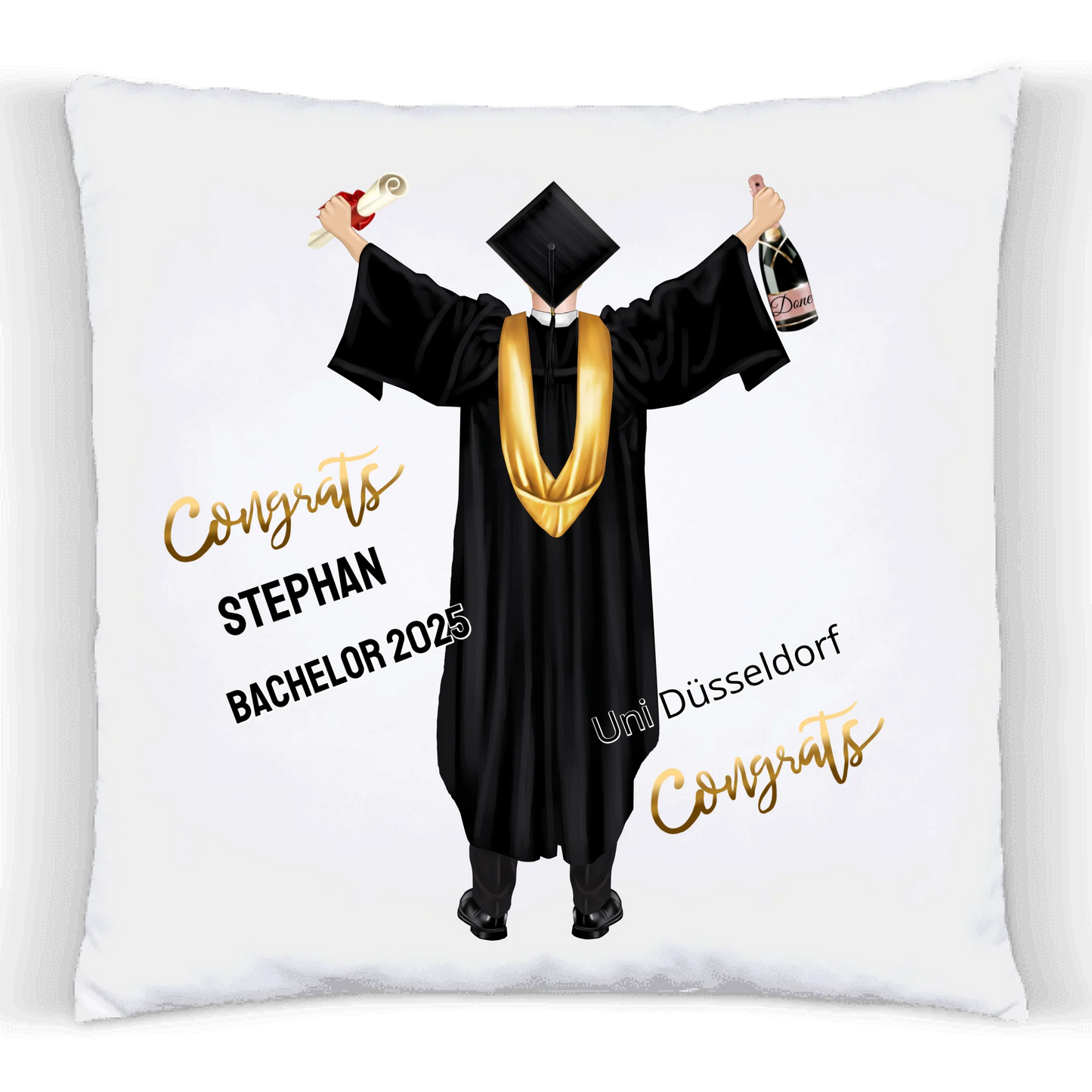 Personalisiertes Kissen Geschenk Studienabschluss, Schulabschluss,  zum Doktor, Master, Bachelor & Abitur