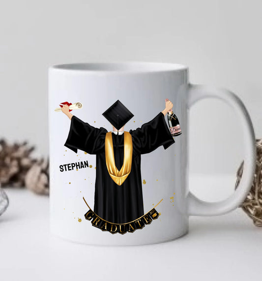 Personalisierte Tasse Schulabschluß Mann, Geschenk Bachelor, Geschenk Master, Geschenk Doktor, Promotion Geschenk Tasse, Abitur, Abi, Berufsausbildung