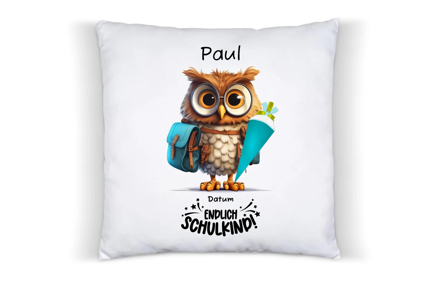 Schulkind 2024 | Einschulung Geschenk Kinder Tasse Becher Kissen Eule personalisiert | Einschulungsgeschenk | Schulbeginn 1. Klasse