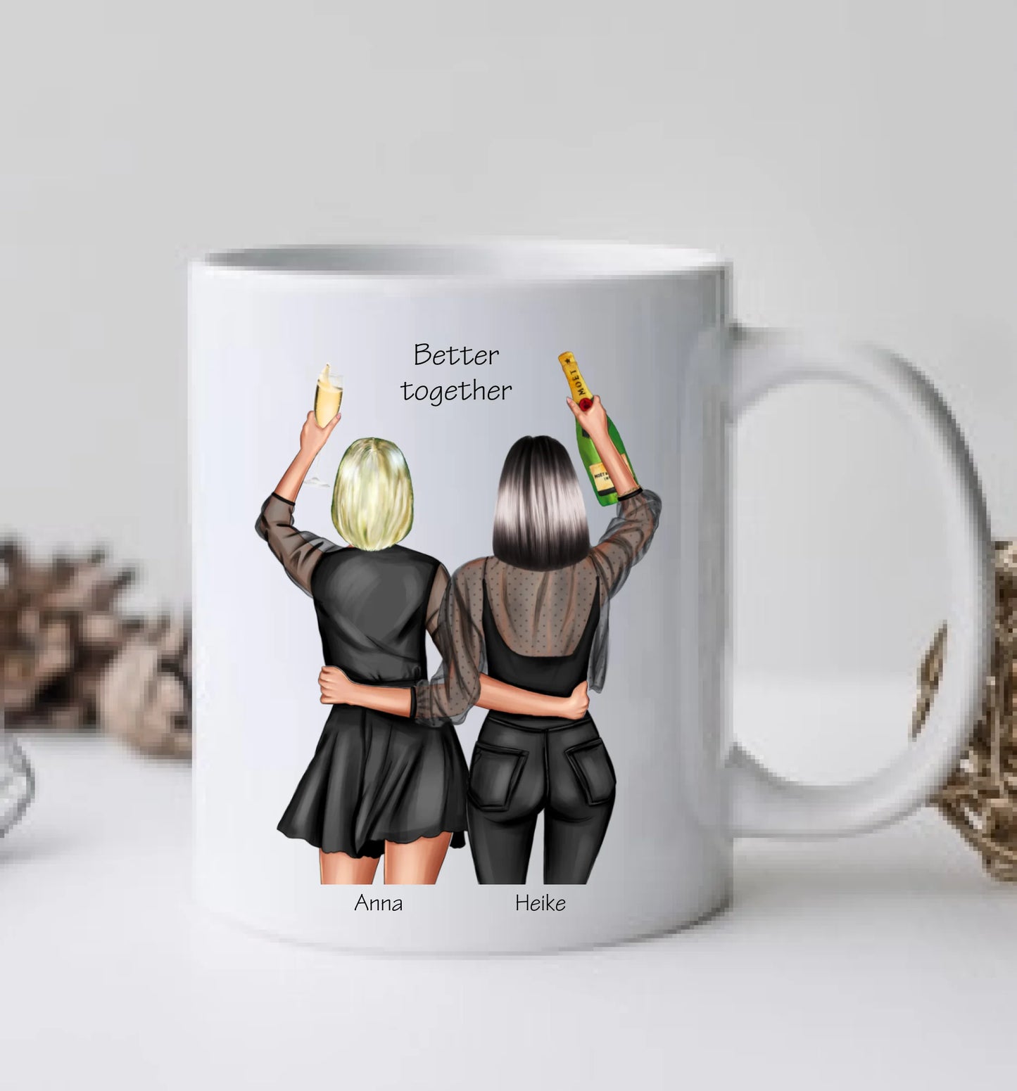 Geschenk Freundin personalisierte Tasse -  2 Beste Freundinnen Tasse - Geburtstagsgeschenk Frau, Weihnachtsgeschenk