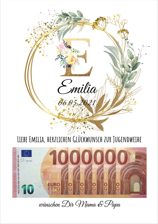 Personalisiertes Geschenk, Geldgeschenk Wunscherfüller zum Geburtstag, Jugendweihe, Kommunion, Konfirmation, 1. Million