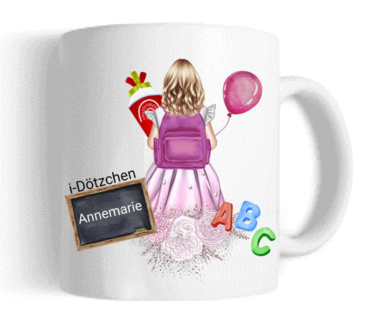 Personalisierte Kindertasse Schulkind | Personalisiertes Geschenk zur Einschulung Tasse für Mädchen | Einschulungsgeschenk