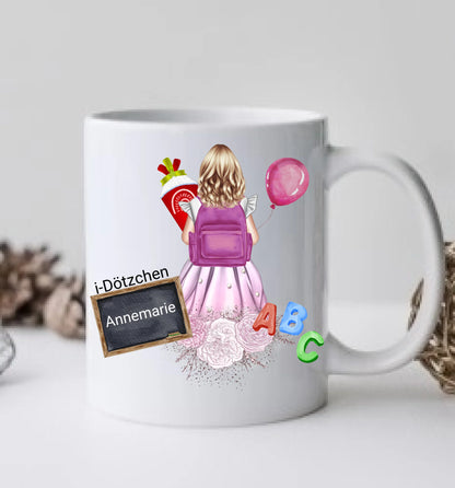 Personalisierte Kindertasse Schulkind | Personalisiertes Geschenk zur Einschulung Tasse für Mädchen | Einschulungsgeschenk