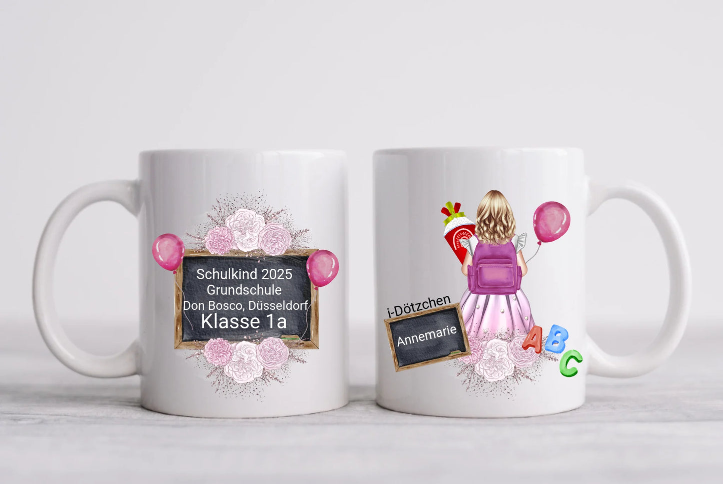 Personalisierte Kindertasse Schulkind | Personalisiertes Geschenk zur Einschulung Tasse für Mädchen | Einschulungsgeschenk