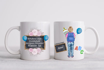 Personalisierte Tassen - Schulkind Kindertasse -Personalisiertes Geschenk zur Einschulung Tasse für Jungen - Einschulungsgeschenk