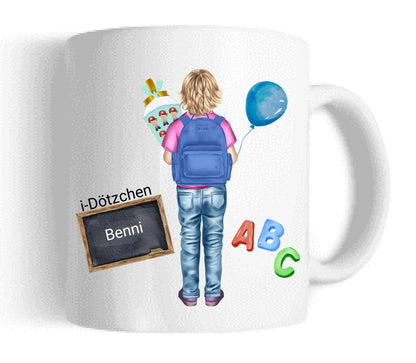 Personalisierte Tassen - Schulkind 2025 -Personalisiertes Geschenk zur Einschulung Tasse für Jungen - Kindertasse Einschulungsgeschenk