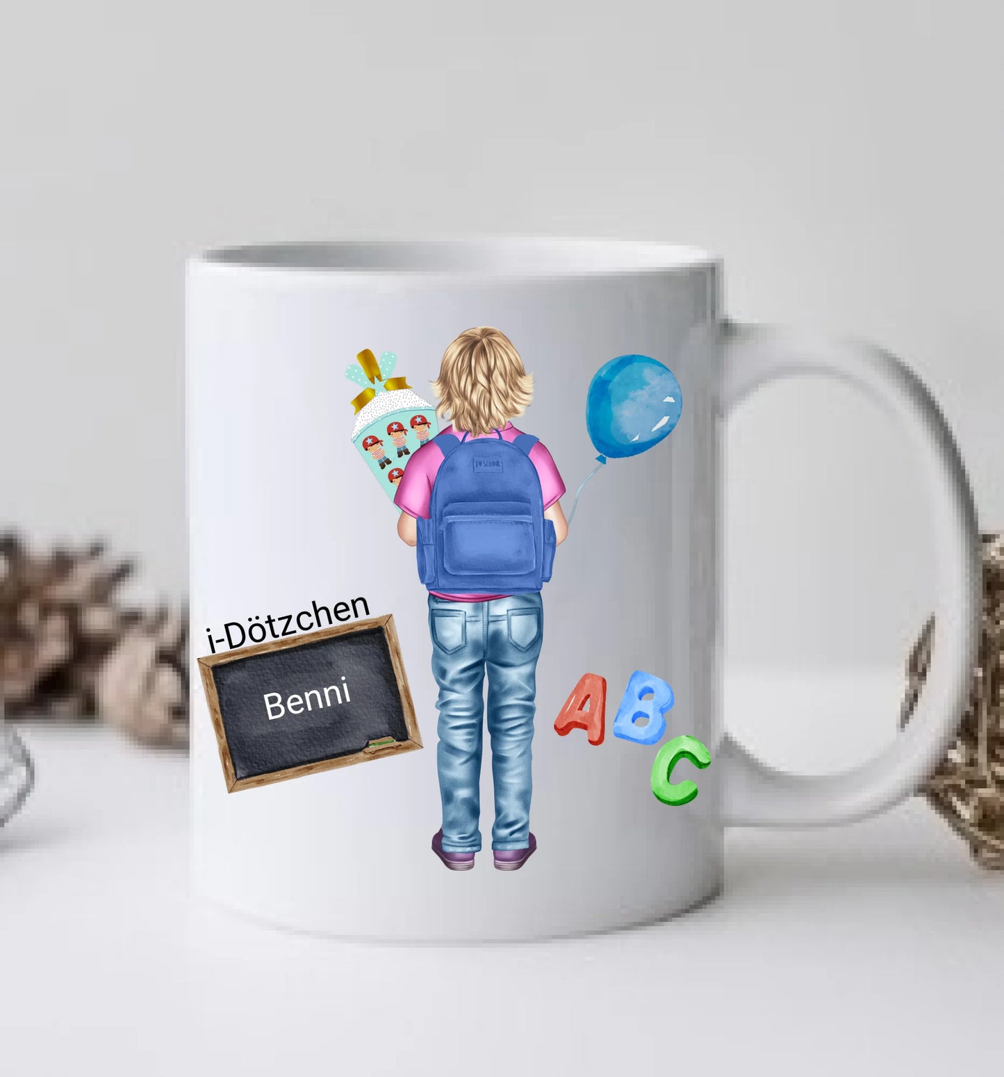 Personalisierte Tassen - Schulkind 2025 -Personalisiertes Geschenk zur Einschulung Tasse für Jungen - Kindertasse Einschulungsgeschenk
