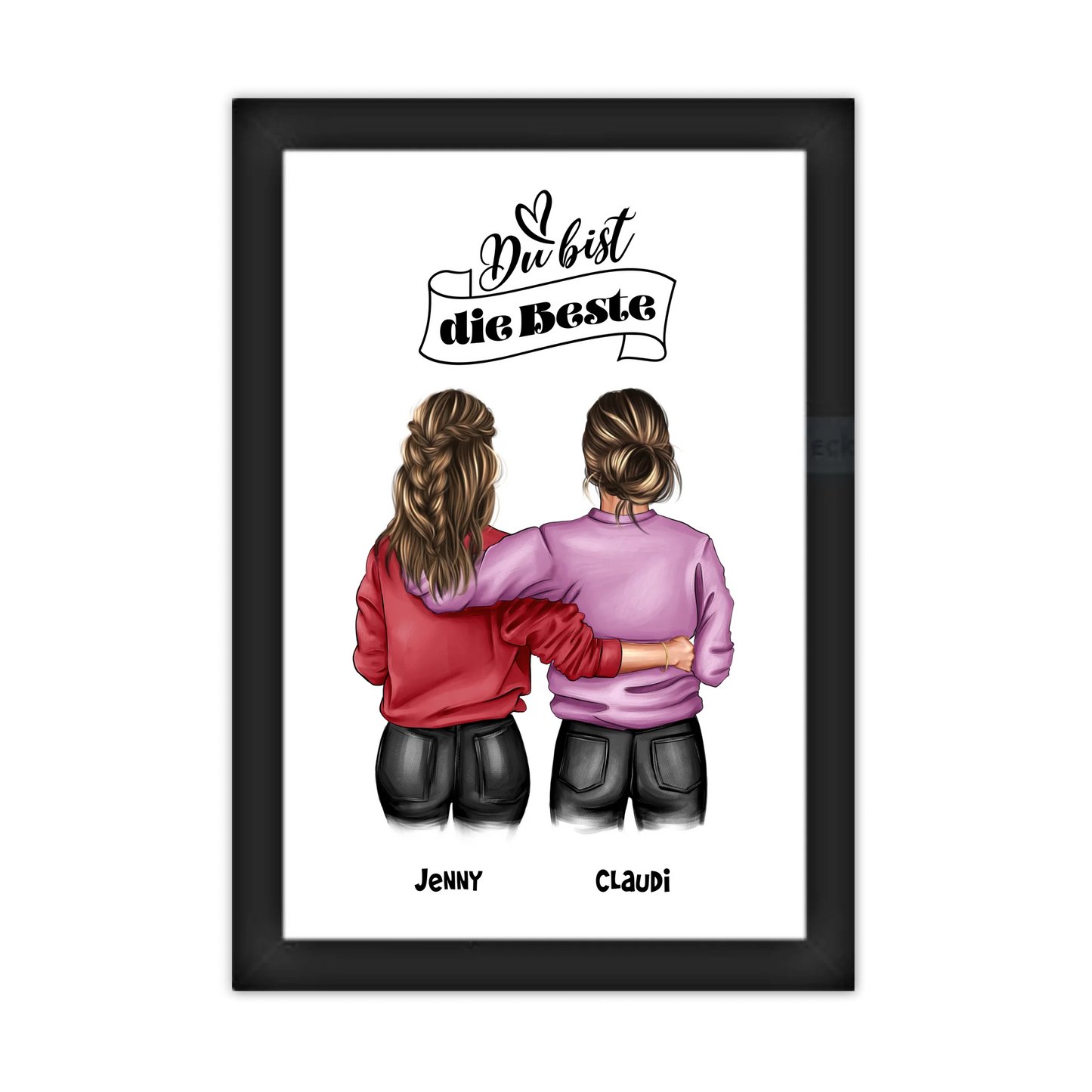 Besties - Beste Freundin Geburtstagsgeschenk Bild - BFF Poster für Mädchen, Freundin, Schwester, Kollegin