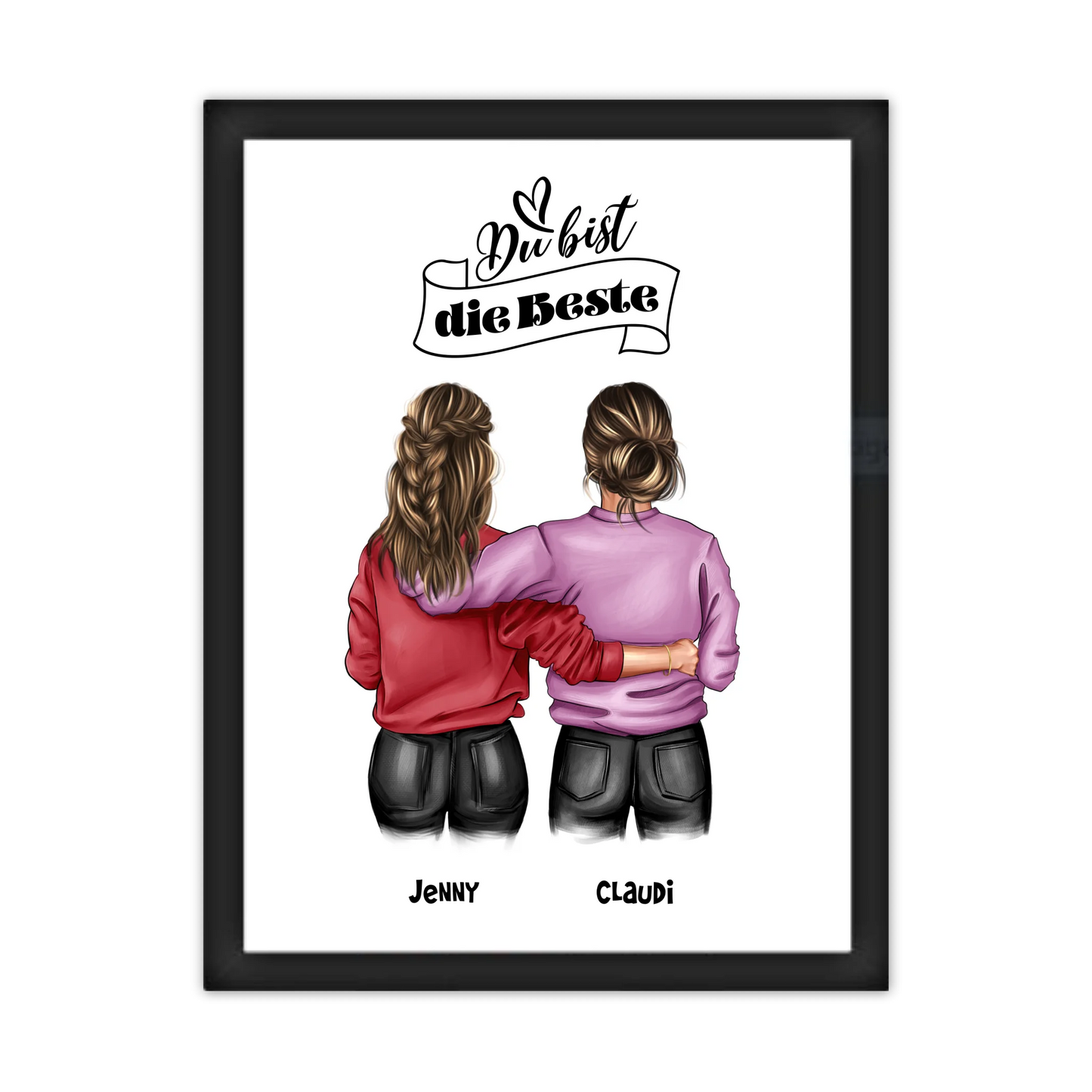 Besties - Beste Freundin Geburtstagsgeschenk Bild - BFF Poster für Mädchen, Freundin, Schwester, Kollegin