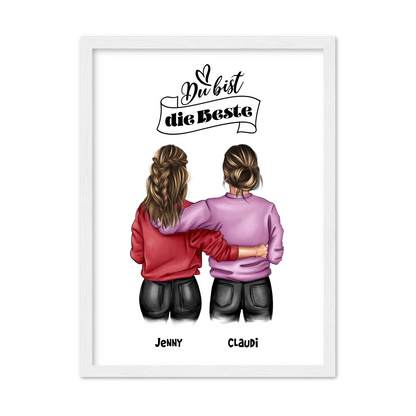 Besties - Beste Freundin Geburtstagsgeschenk Bild - BFF Poster für Mädchen, Freundin, Schwester, Kollegin