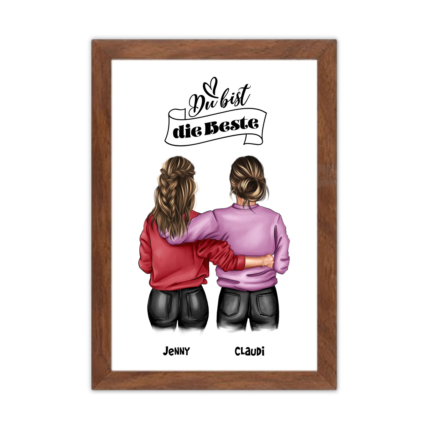 Besties - Beste Freundin Geburtstagsgeschenk Bild - BFF Poster für Mädchen, Freundin, Schwester, Kollegin