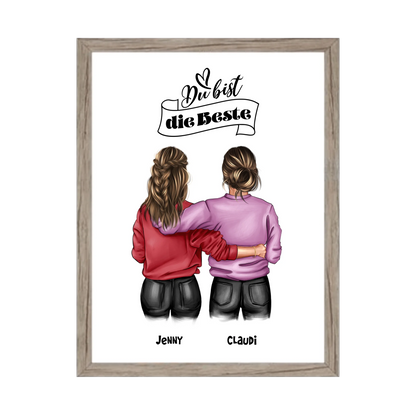 Besties - Beste Freundin Geburtstagsgeschenk Bild - BFF Poster für Mädchen, Freundin, Schwester, Kollegin