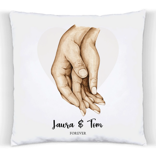 Geschenk für Paar / Familie Kissen personalisiert | Händemotiv Namen | Geschenk Hochzeitstag, Valentinstag, Jahrestag