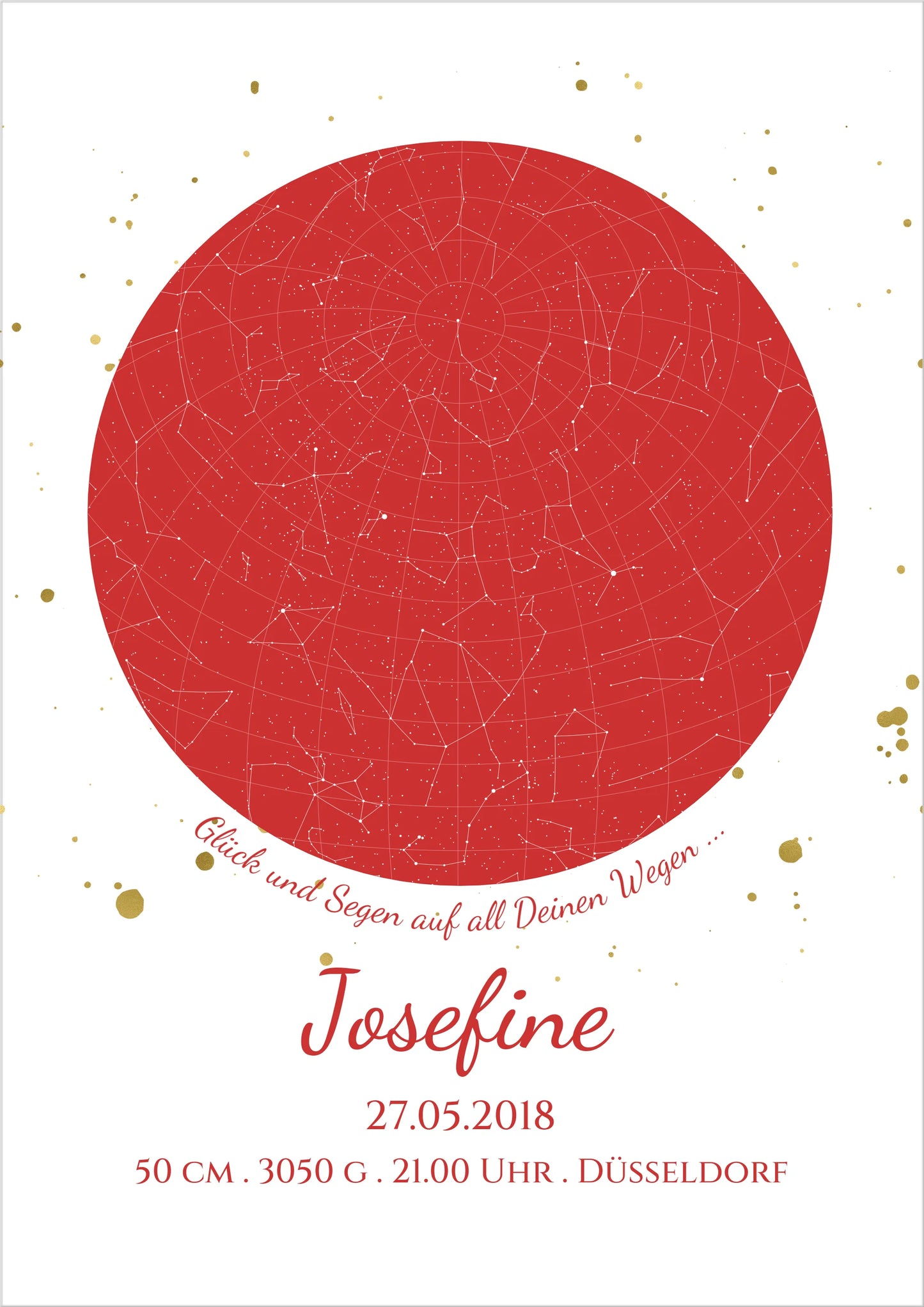 Geburtsgeschenk & Taufgeschenk Geburtsanzeige |  Poster Sternkarte Design | Babygeschenk zur Geburt, zur Taufe | Sternkarte Mädchen