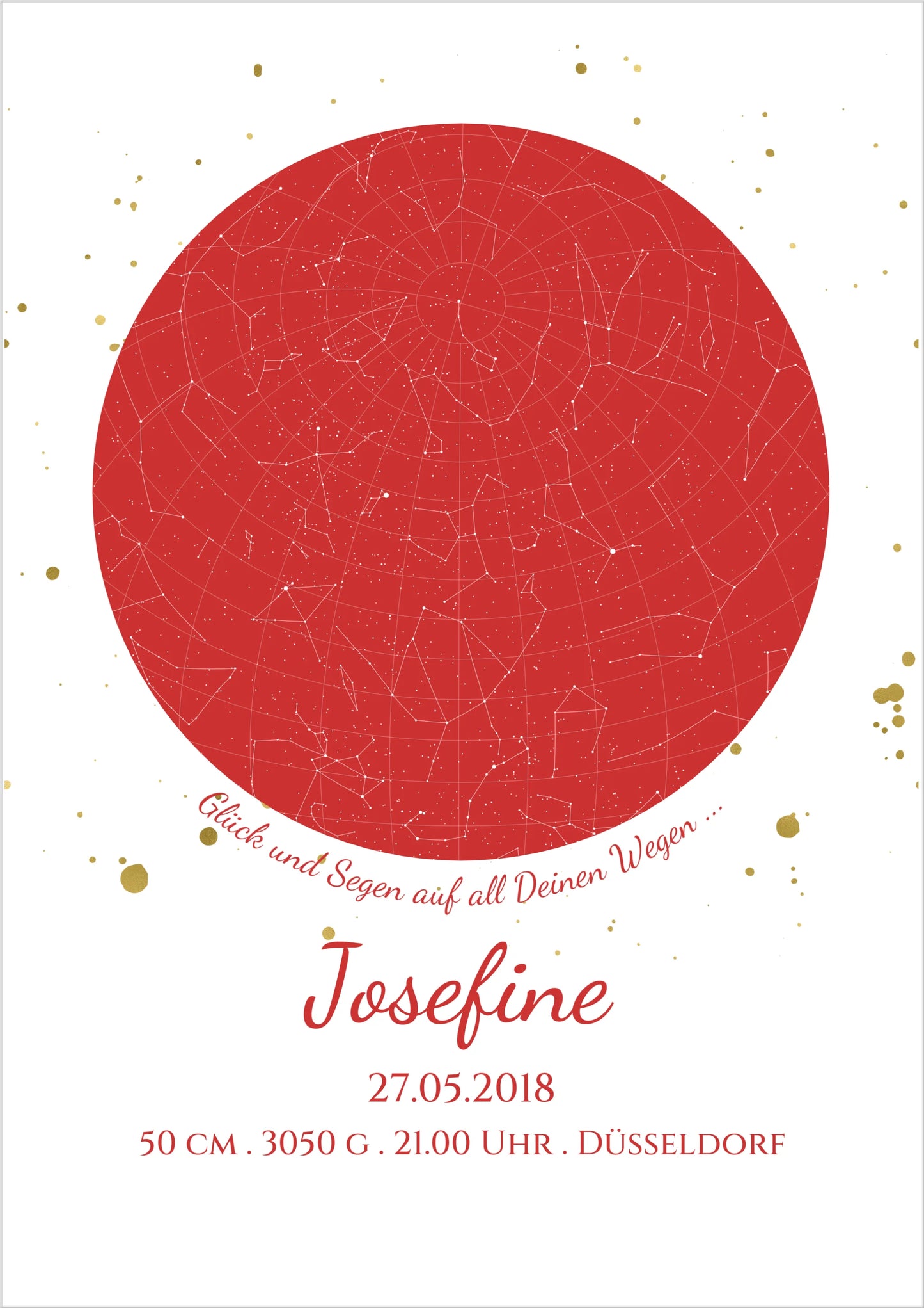 Geburtsgeschenk & Taufgeschenk Geburtsanzeige |  Poster Sternkarte Design | Babygeschenk zur Geburt, zur Taufe | Sternkarte Mädchen