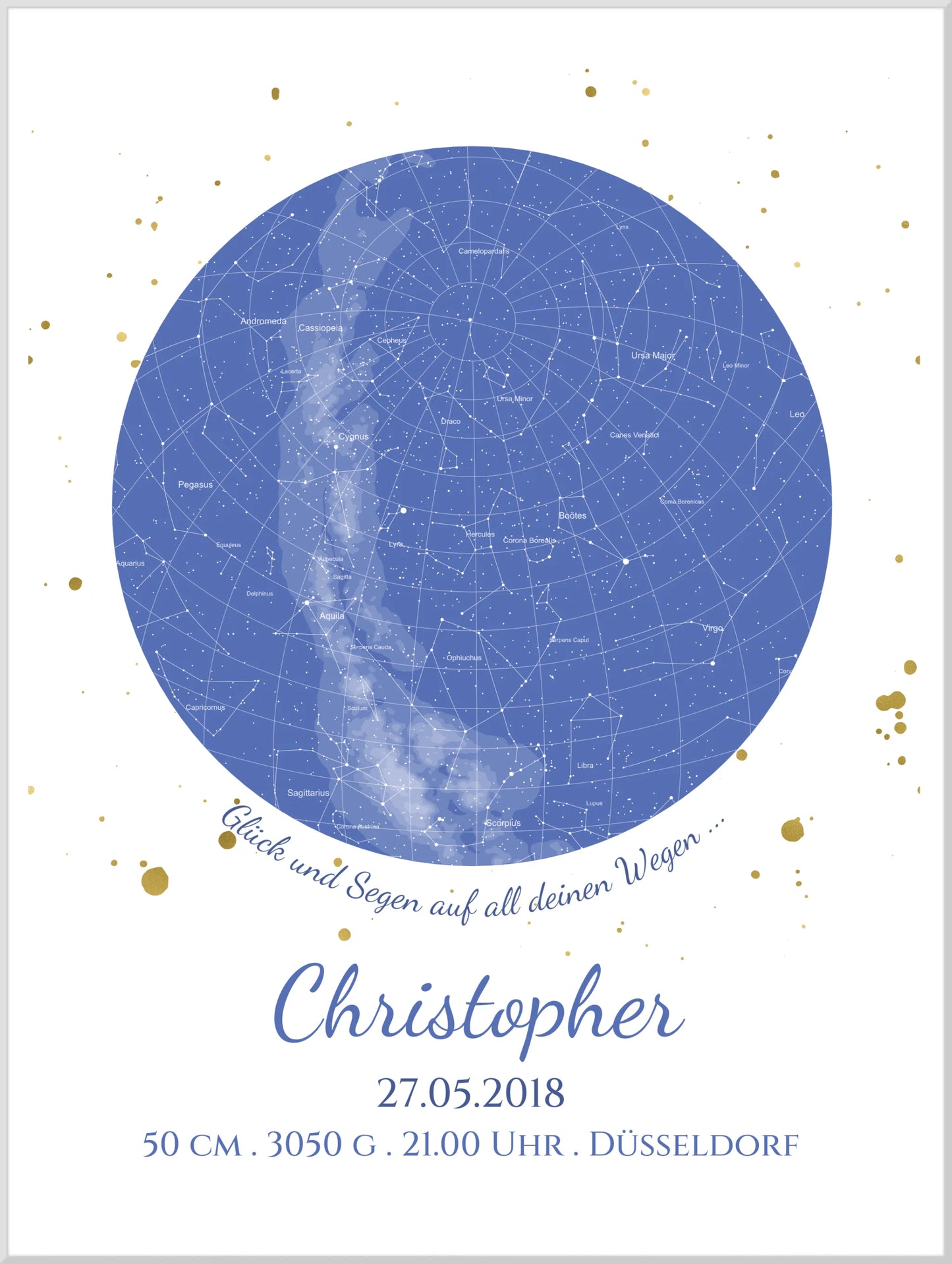 Geburtsgeschenk & Taufgeschenk Geburtsanzeige |  Poster Sternkarte Design | Babygeschenk zur Geburt, zur Taufe | Sternenbild Junge