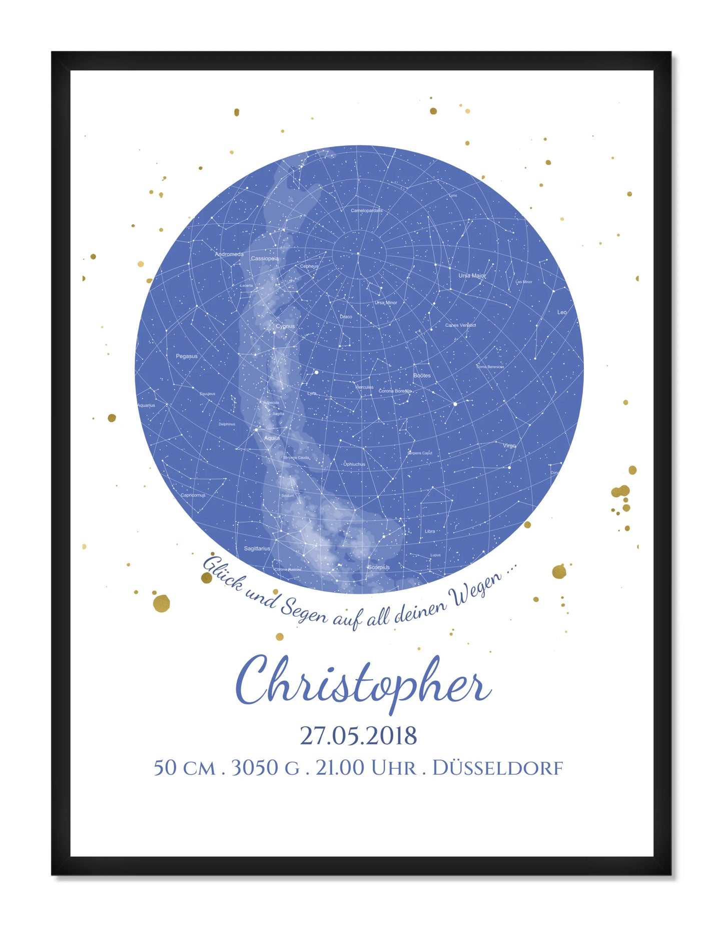 Geburtsgeschenk & Taufgeschenk Geburtsanzeige |  Poster Sternkarte Design | Babygeschenk zur Geburt, zur Taufe | Sternenbild Junge