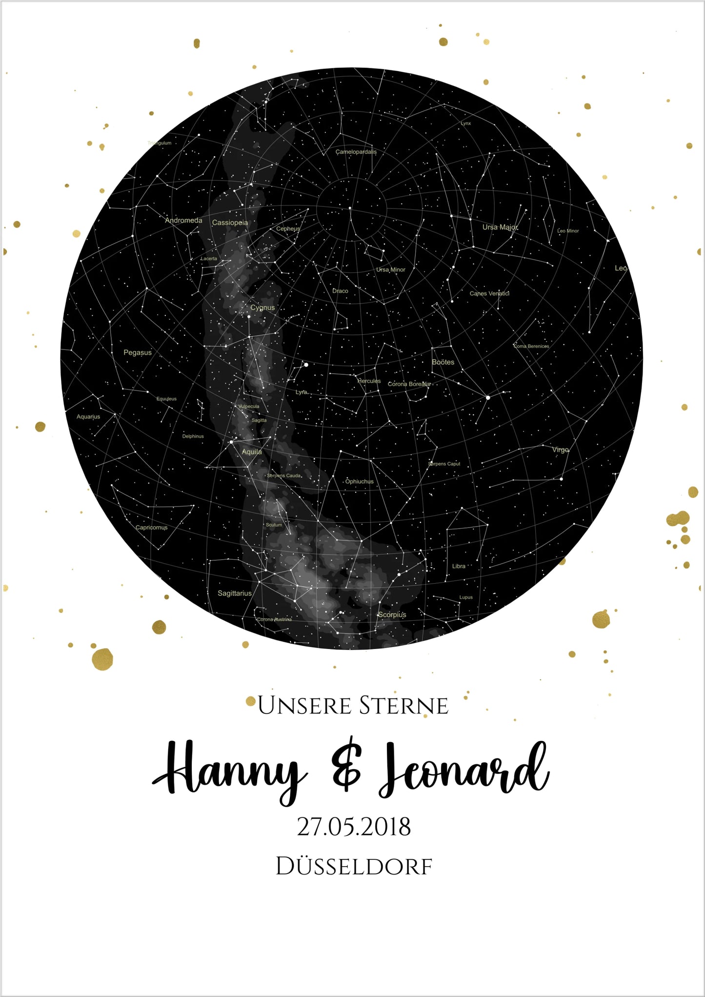Hochzeitsgeschenk | Personalisierte Sternkarte |  Sternenbild Poster | Sternkarte Geschenk zur Hochzeit, zur Geburt, zur Taufe | Geschenk Brautpaar