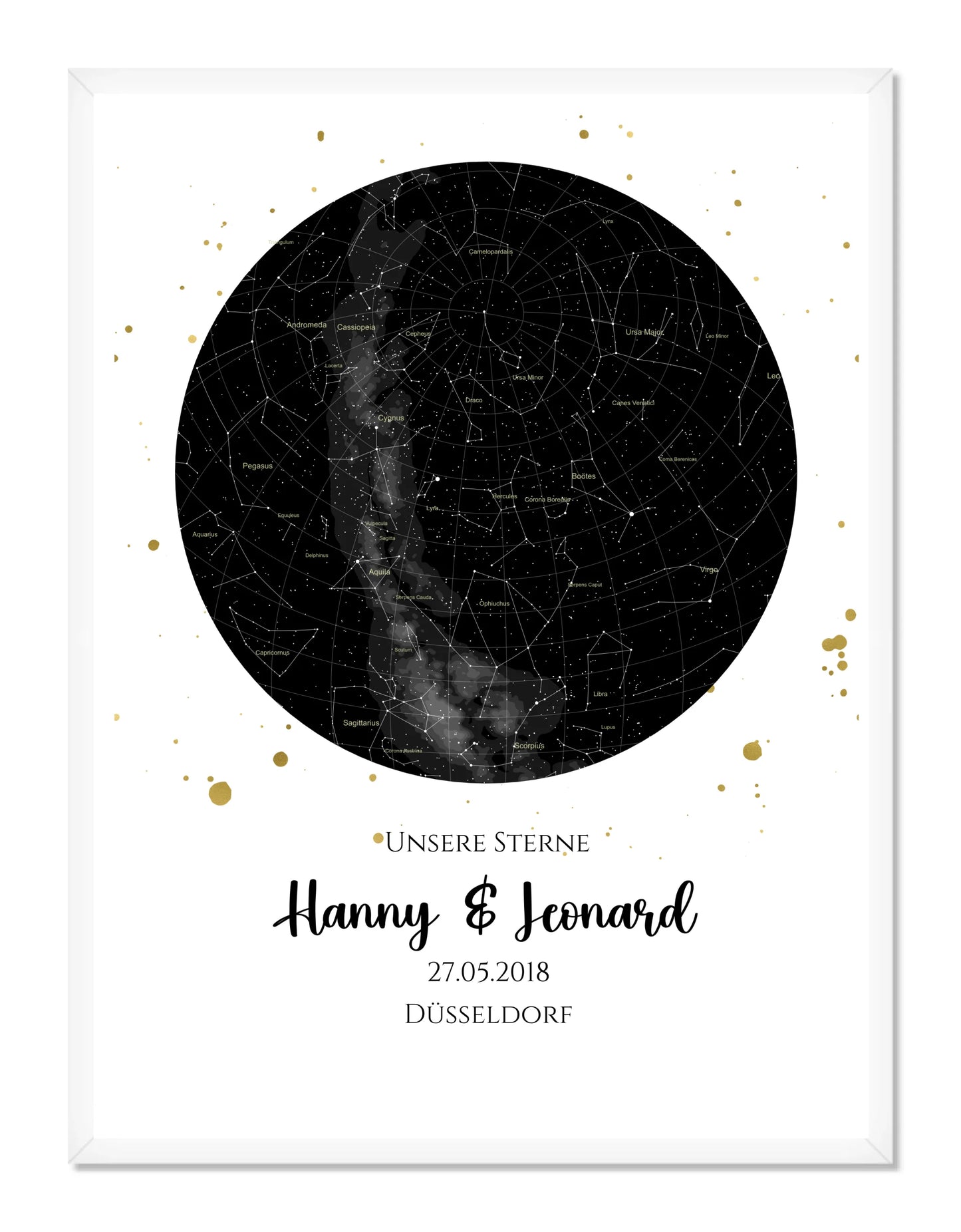 Hochzeitsgeschenk | Personalisierte Sternkarte |  Sternenbild Poster | Sternkarte Geschenk zur Hochzeit, zur Geburt, zur Taufe | Geschenk Brautpaar