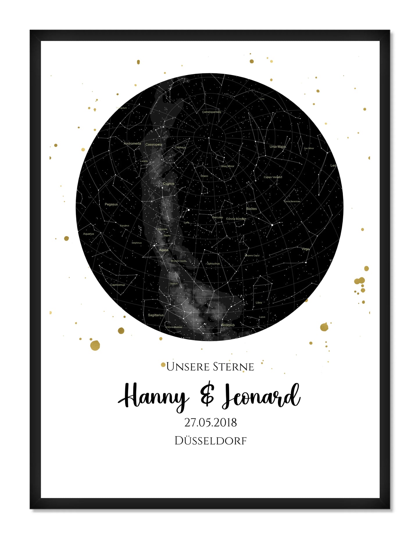 Hochzeitsgeschenk | Personalisierte Sternkarte |  Sternenbild Poster | Sternkarte Geschenk zur Hochzeit, zur Geburt, zur Taufe | Geschenk Brautpaar