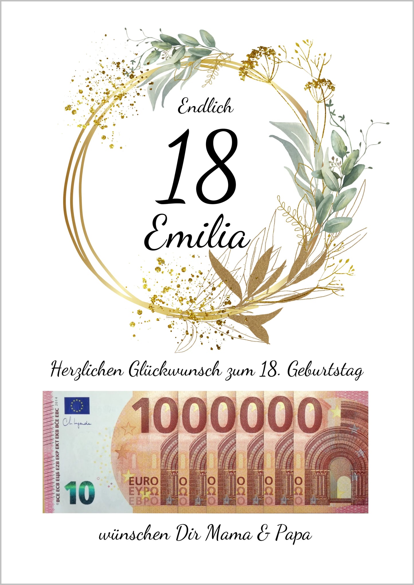 Geldgeschenk Wunscherfüller 18 Geburtstag - Personalisiertes Geschenk, Geburtstagsgeschenk 1. Million