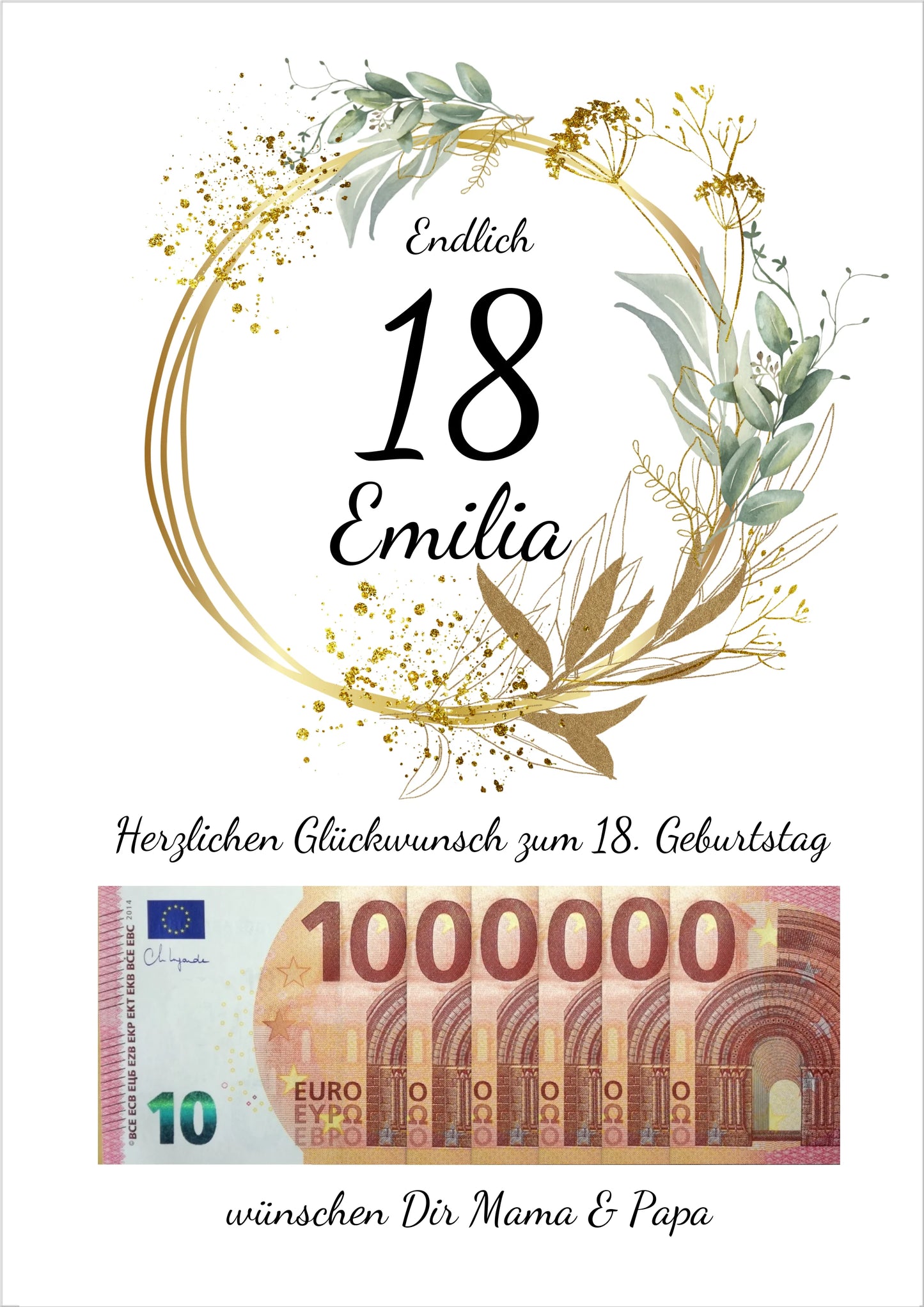 Geldgeschenk Wunscherfüller 18 Geburtstag - Personalisiertes Geschenk, Geburtstagsgeschenk 1. Million