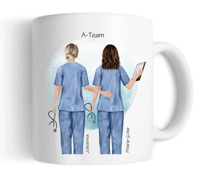 2 Beste Krankenschwester Team Tasse, Personalisierter Kaffeebecher, Geschenkidee Kollegin, Tassendruck, Ostern, Pflegerin, Ärztin