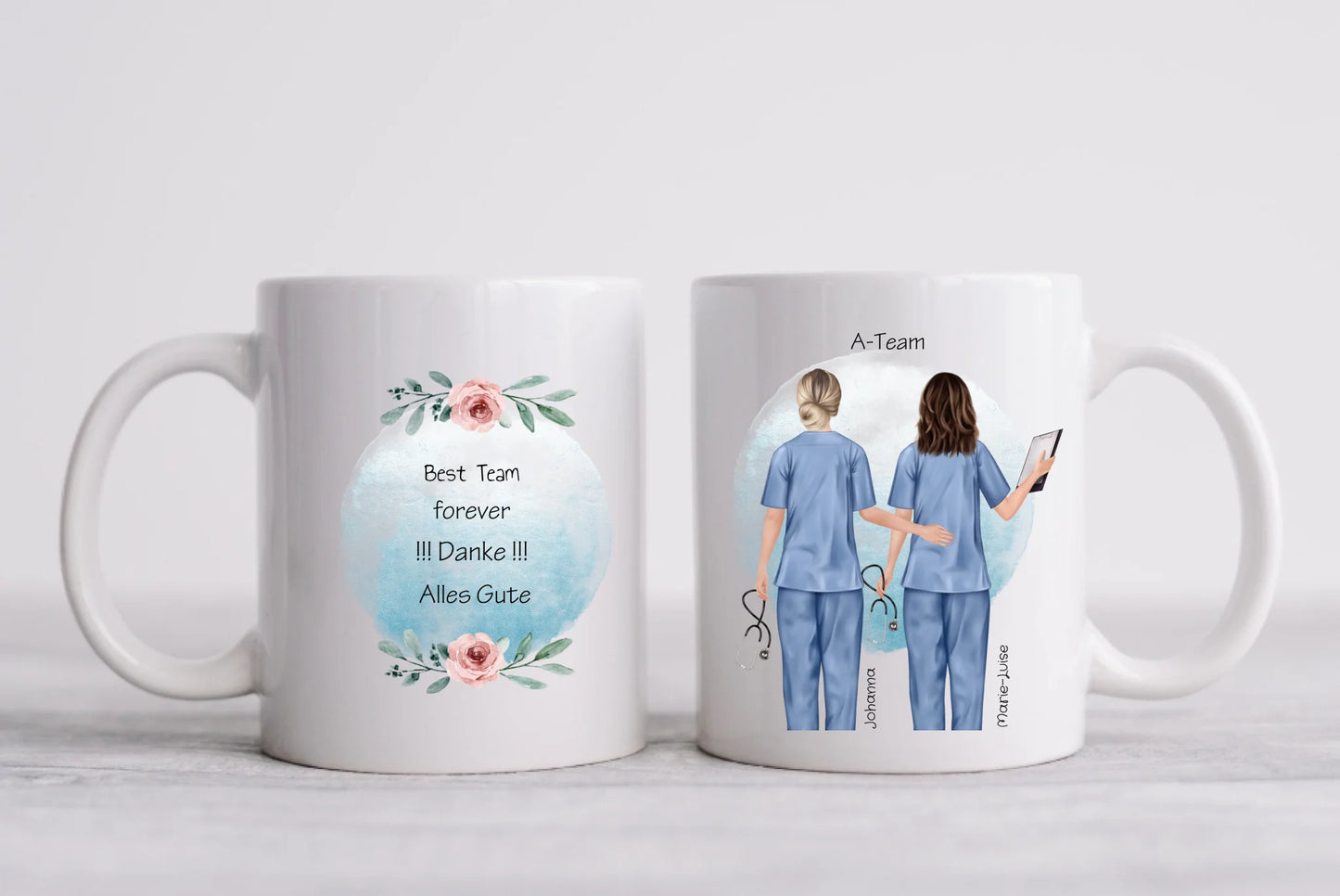 2 Beste Krankenschwester Team Tasse, Personalisierter Kaffeebecher, Geschenkidee Kollegin, Tassendruck, Ostern, Pflegerin, Ärztin