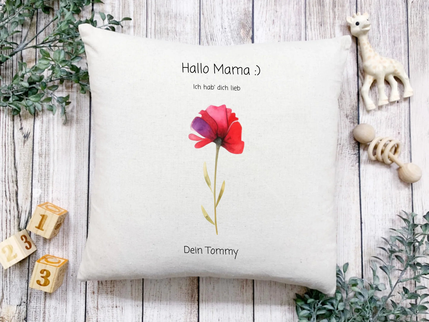 Personalisiertes Blumenkissen -  Geschenk Oma / Geschenk Opa von Enkelkindern