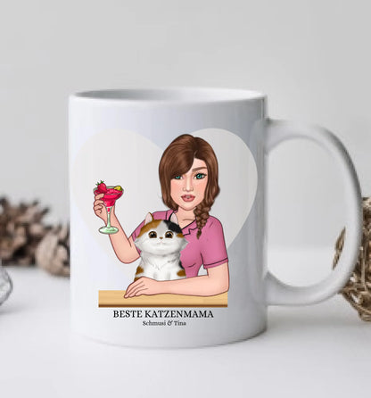 Katzenmama - Personalisierte Tasse - 1 Katze - Geschenk für Katzenliebhaber